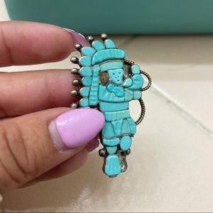 Turquoise hoop dancer pin/pendant